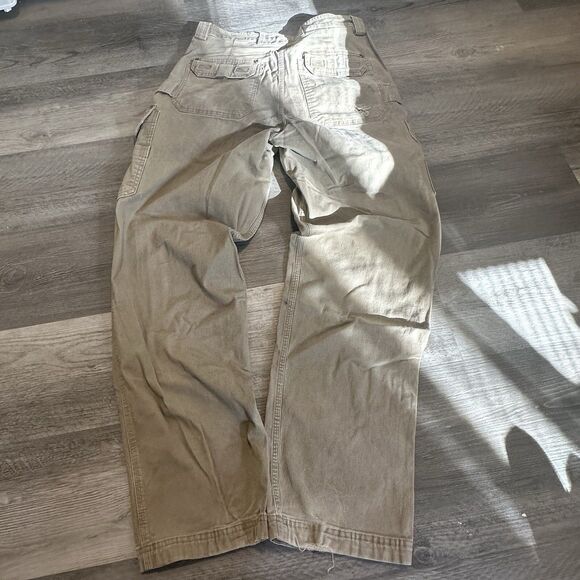 Duluth Trading Pants Mens 38 Khaki Flex Fire Hose Cargo Pockets Tactical 30x32 - Picture 4 of 6